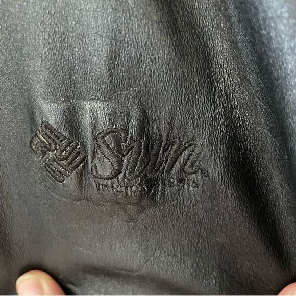 Port Authority Men’s Dark Brown Leather Bomber Jacket Size L with Java Logo - Picture 4 of 12